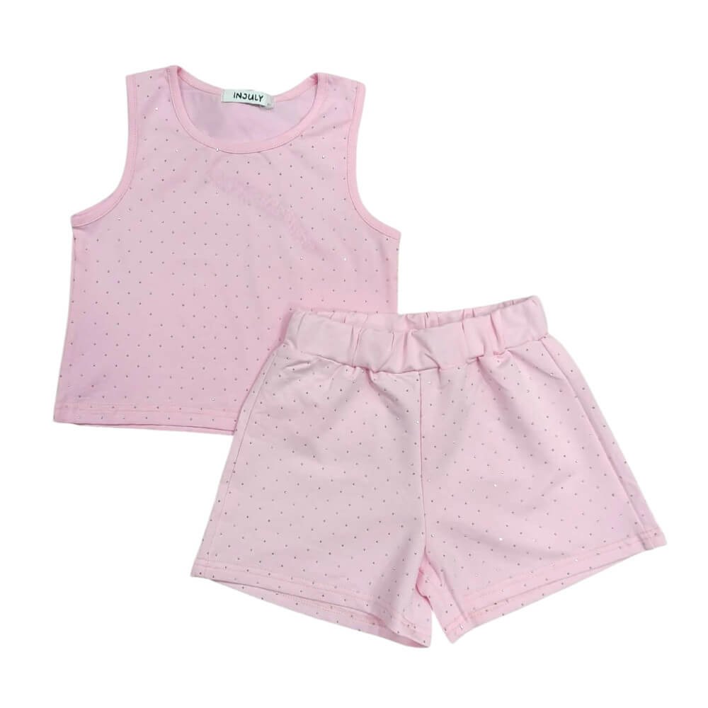 Σετ με διάσπαρτα στρας σε ροζ