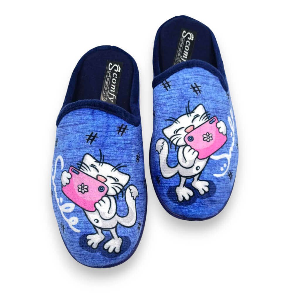 Νεανικές ανατομικές παντόφλες γατάκι σε μπλε