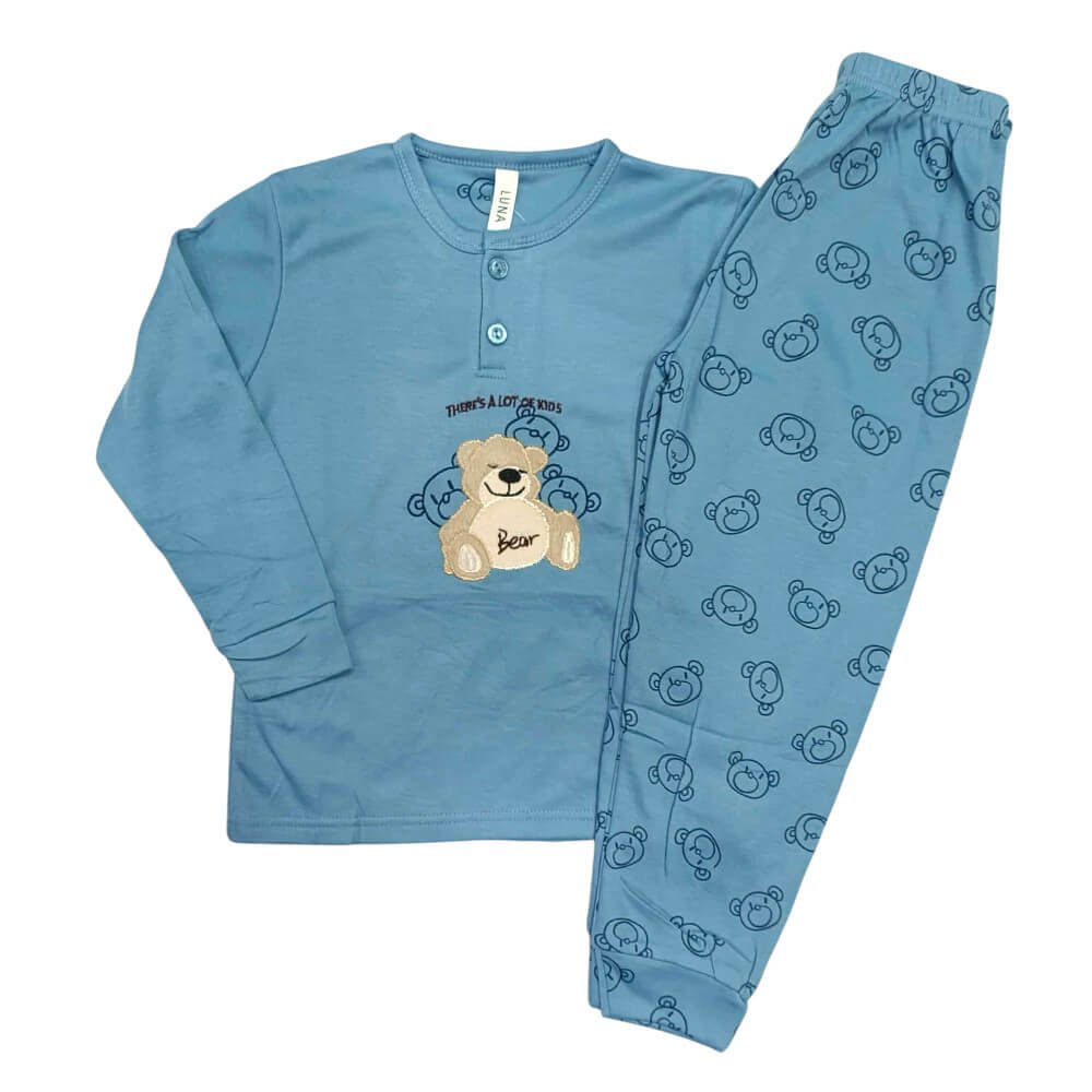 Βαμβακερή πιτζάμα αρκουδάκι σε γαλάζιο
