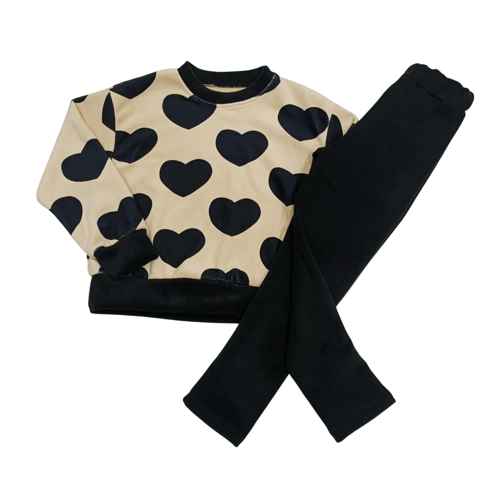 Σετ καρδιές με κολάν σε μπεζ/μαύρο