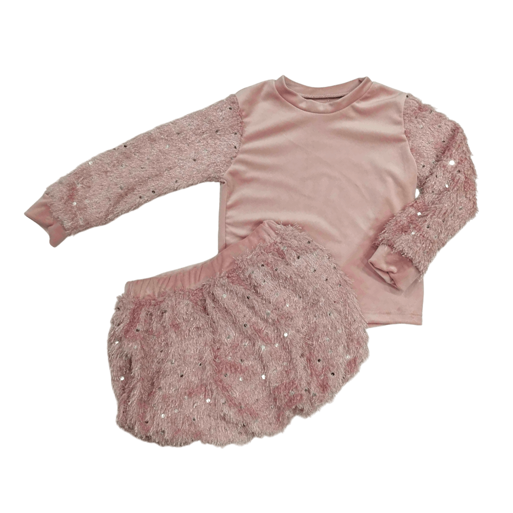 Σετ με βελούδινη μπλούζα και φούστα σε σάπιο μήλο