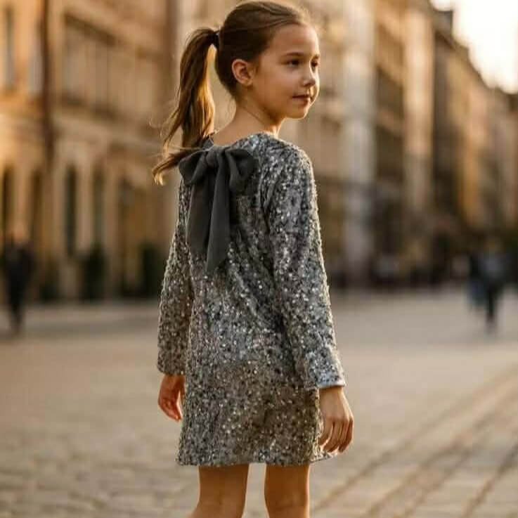 Βελούδινο φόρεμα με πούλιες σε ασημί