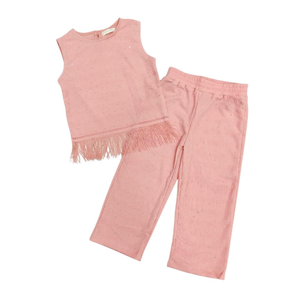 Παιδικό Σετ 2 Τεμαχίων: Αμάνικο Τοπ με Κρόσσια & Παντελόνα "Blossom"