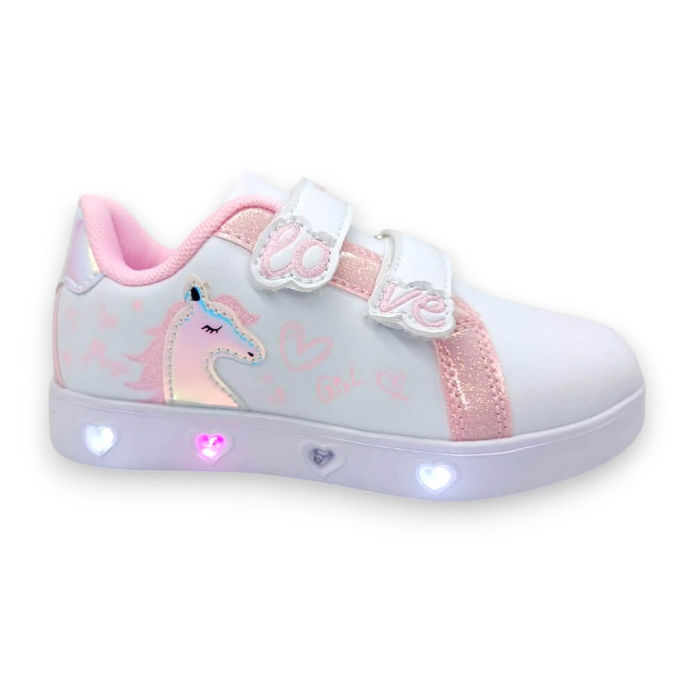 Λευκά casual μονόκερος με φωτάκια σε ροζ