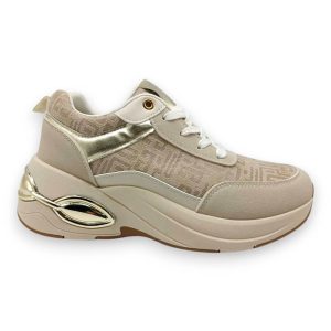 Γυναικείο Chunky Sneaker Μπεζ με Χρυσές Λεπτομέρειες