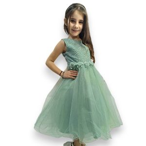 Φόρεμα Σμαραγδί με Τούλι, Κέντημα και 3D Λουλούδια στη Μέση