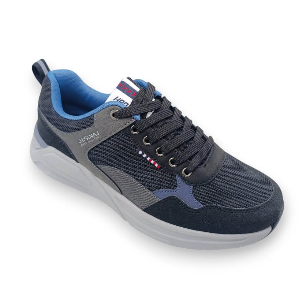 Ανδρικό ανατομικό sneaker με mem foam πάτο σε μαύρο