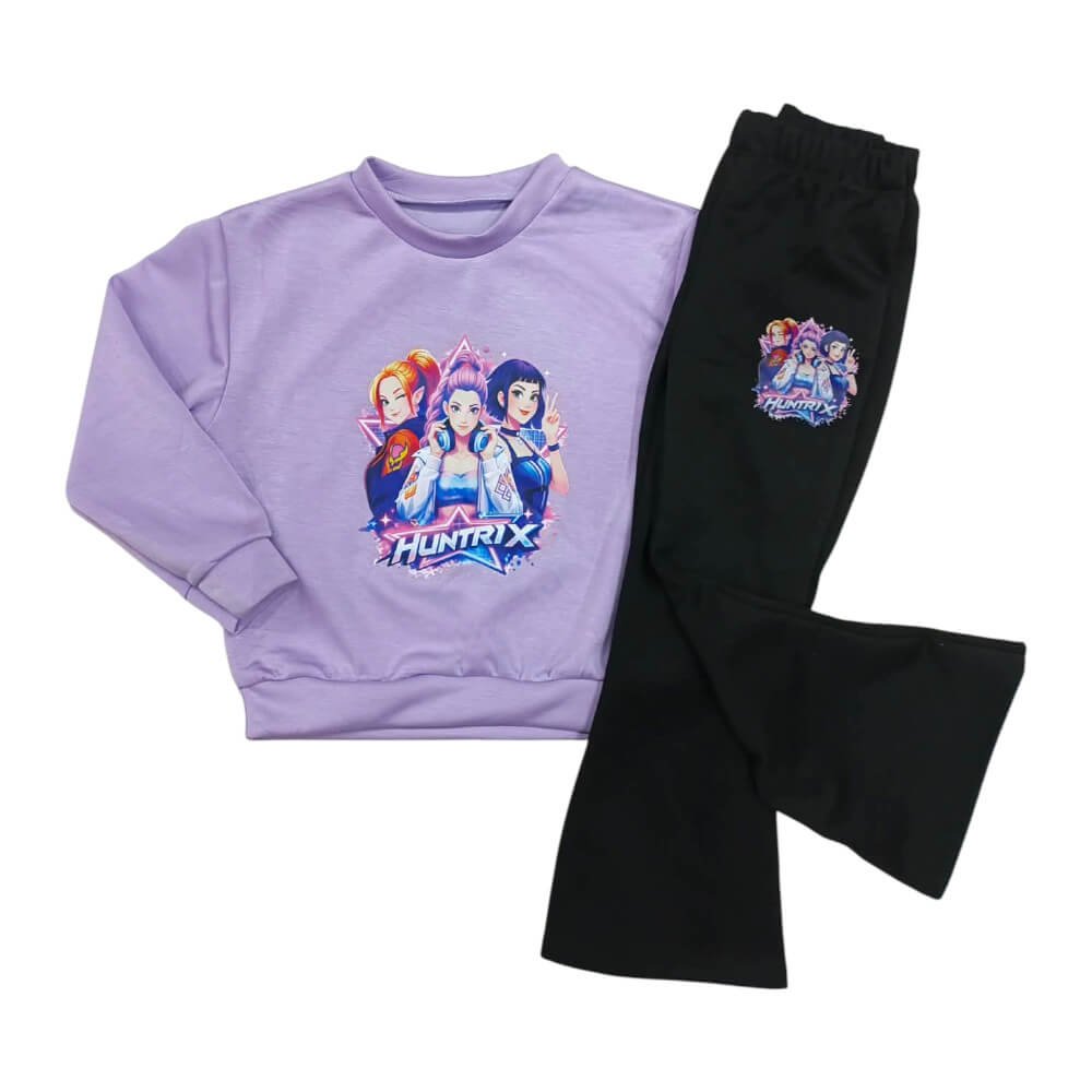 Βαμβακερό σετ Huntrix με καμπάνα σε μοβ