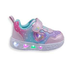 Παιδικά Αθλητικά Sneakers με Πολύχρωμα LED Φωτάκια - Ροζ