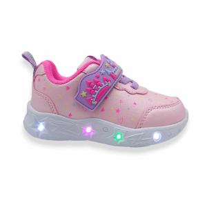 Παιδικά Αθλητικά Sneakers με Πολύχρωμα LED Φωτάκια - Ροζ