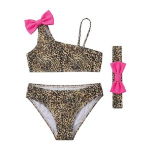 Μπικίνι Leopard Print με Φούξια Φιόγκους & Ασορτί Κορδέλα